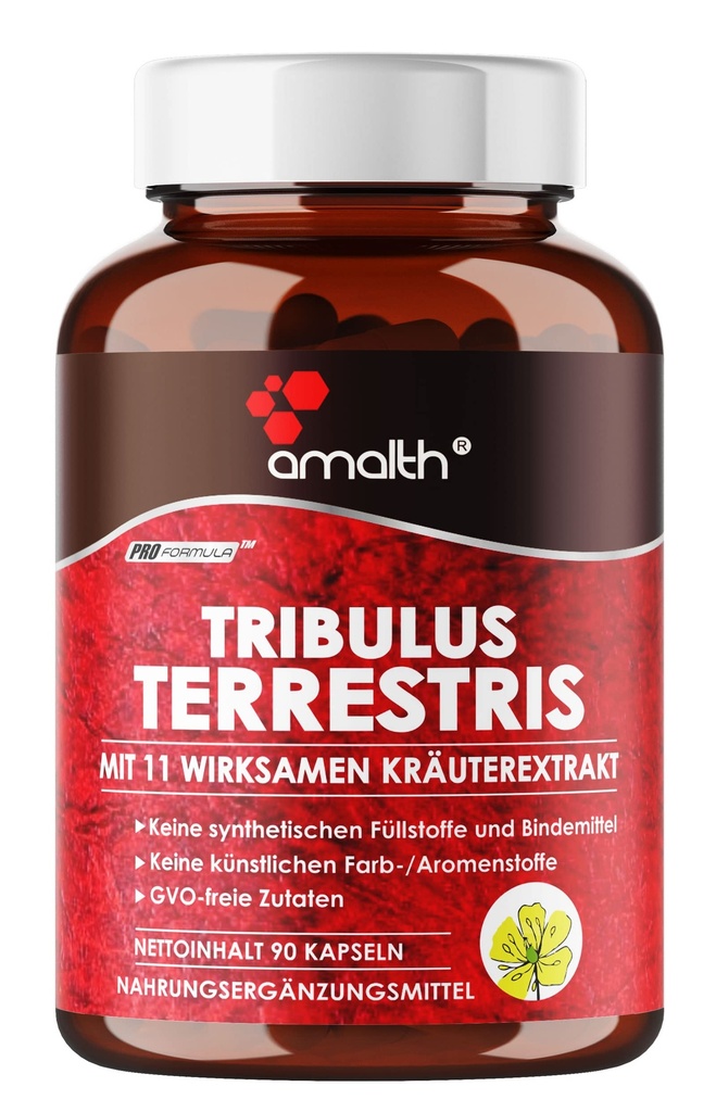 Amality Tribulus Tersestris, 20: 1 Uddrag Per Servering, Højeste potens med Ashwagandha, Saw Palmetto, Shilajit 120 Kapsler