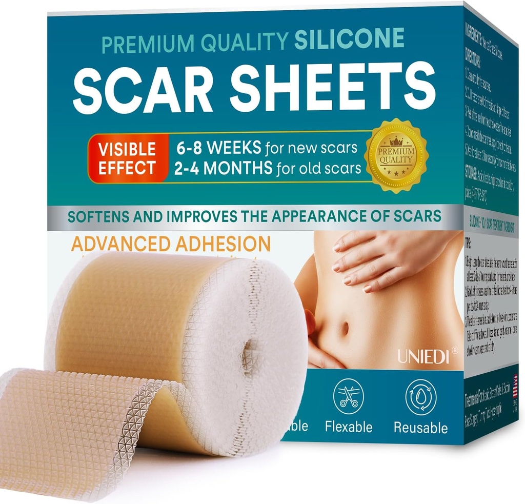 Silicone Scar Sheets, Silicone Scar Tape (1,6 "x 120" Roll-300CM), Silicone Tape til Scars, Scar Tape til Kirurgiske Scars, Silicone Scar Strips til C-Section, Tummy Tuck, Keloid, og Kirurgiske Scars