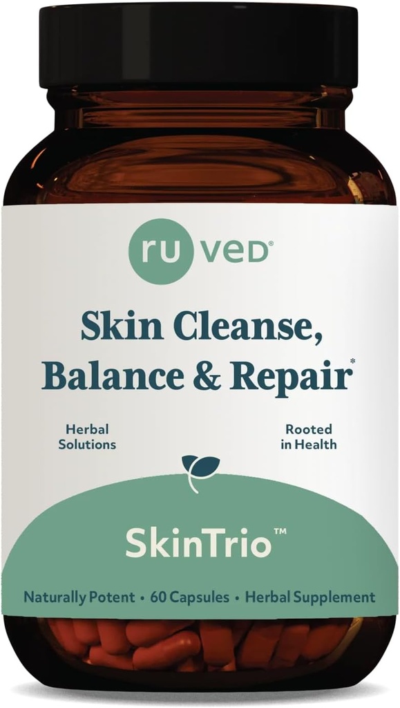 ruved SkinTrio - Neem Supplement with Organic Neem Extract & Amla, Skin & Microbiome Support Supplement - 60 Vegetarian Capsules (1 Count)
