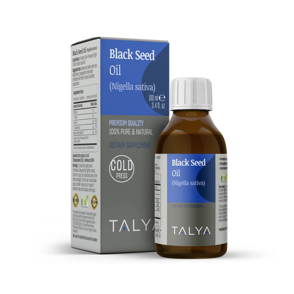 Tayra Black Seed Oil 3.4 fl. oz (100 ml) - Flydende sort Seed Oil - Kosttilskud - Immunstøtte - High Thymoquinon - Cold Pressed - Pure Turkish Black Seed Oil - Non- GMO - glasflaske