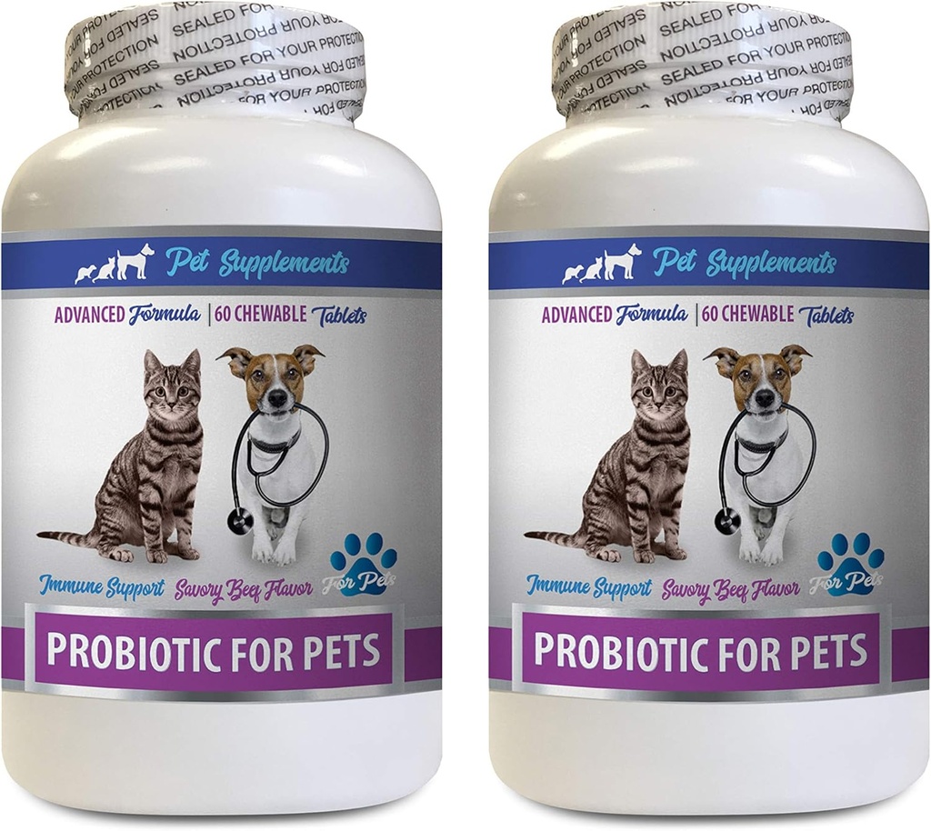Katte Bad Breath Home Remedy - PROBIOTICS for kæledyr - Hunde Katte - Bad Gas og åndedræt Treatings - Avanceret immunboost - kat probiotika kæledyr ultimates - 2 flasker (120 Treates)