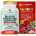 PurePremium Beet Root kapsler til blodtrykssupport - 700mg Advanced Formel med Beetroot Powder, Hawthorn, Hibiscus & hvidløg til normal nitrogenoxid produktion & hjerte sundhed - non-GMO - 90ct