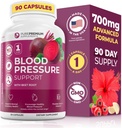 PurePremium Beet Root kapsler til blodtrykssupport - 700mg Advanced Formel med Beetroot Powder, Hawthorn, Hibiscus & hvidløg til normal nitrogenoxid produktion & hjerte sundhed - non-GMO - 90ct