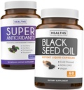 Antioxidanter og sort frøolie (1-måned Tilgang) Super antioxidant tillæg med Acai Berry, Goji Berry, Pomegranat & Trans Resveratrol (120 kapsler) & Black Seed Oil (non-GMO & Vegan) 60 kapsler