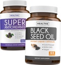 Antioxidanter og sort frøolie (1-måned Tilgang) Super antioxidant tillæg med Acai Berry, Goji Berry, Pomegranat & Trans Resveratrol (120 kapsler) & Black Seed Oil (non-GMO & Vegan) 60 kapsler