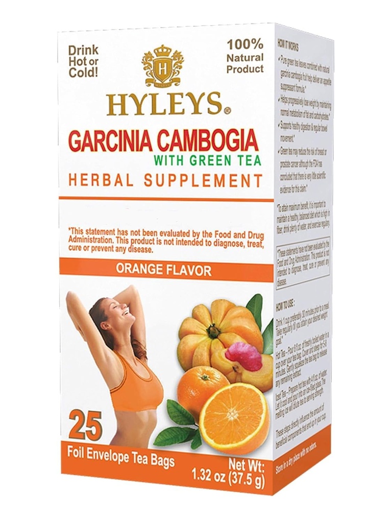HYLEYS Tea Garcinia Cambogia Green Tea with Orange Flavor - 25 Tea Bags