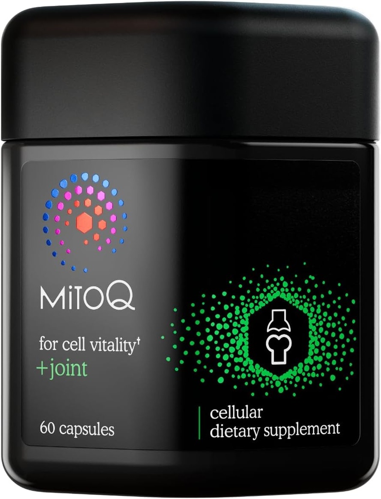 MitoQ +Joint Advanced CoQ10 Antioxidant Supplement - Contains Mitoquinol Mesylate & Green Lipped Mussel Omega Oil Extract - Supports Healthy Joint, Mobility and Cell Vitality (60 Softgel Capsules)