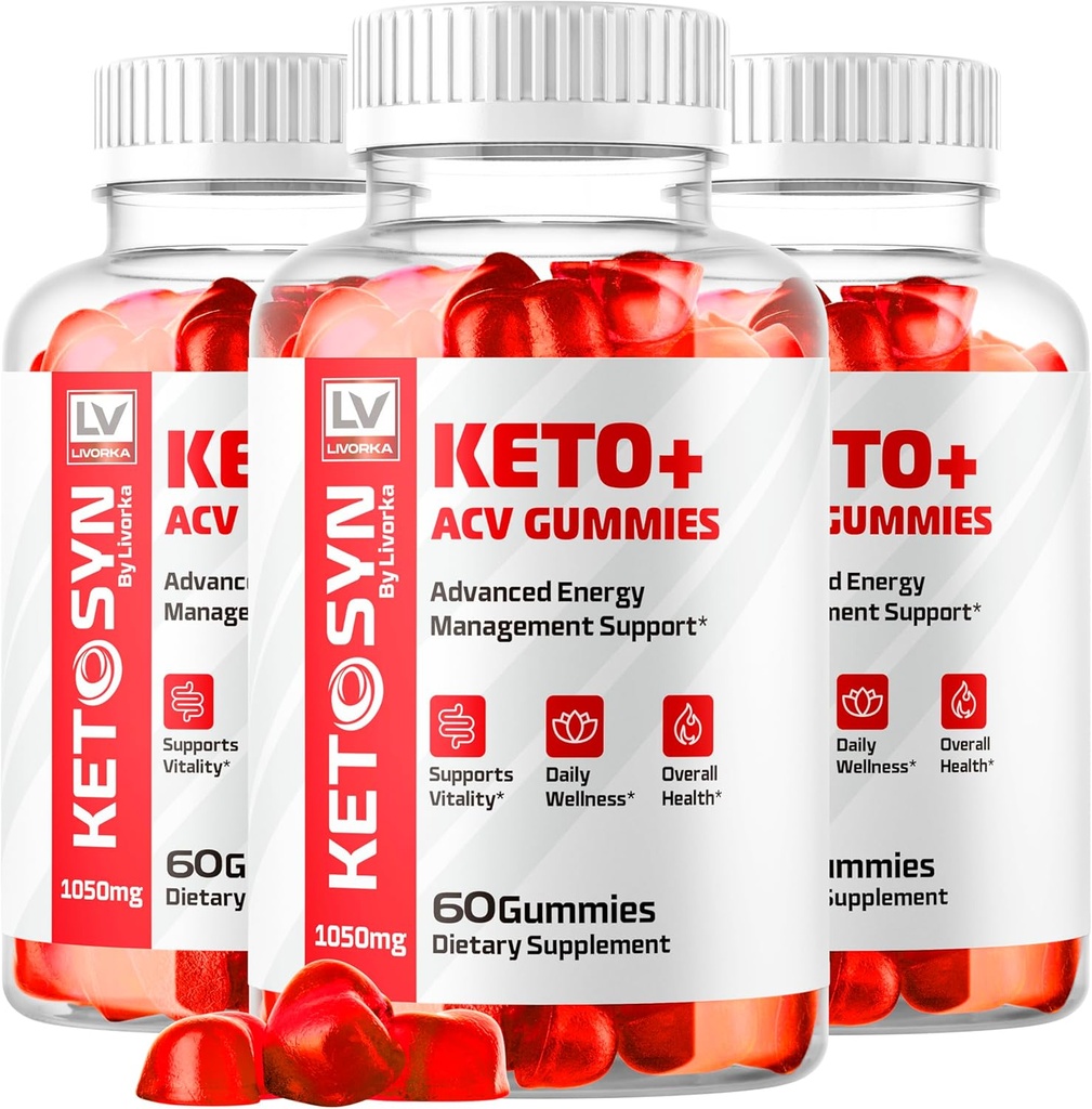 LIVORDA (3 Pack) Ketosyn ACV Gummies, Keto Syn Gummies, Ketosyn Keto Plus ACV Gummies, Ketosyn Keto ACV Gummies, Keto Syn ACV Gummies 1050 MG, Keto ACV Gummies Ketosyn, 180 Gummies til 3 Måneder