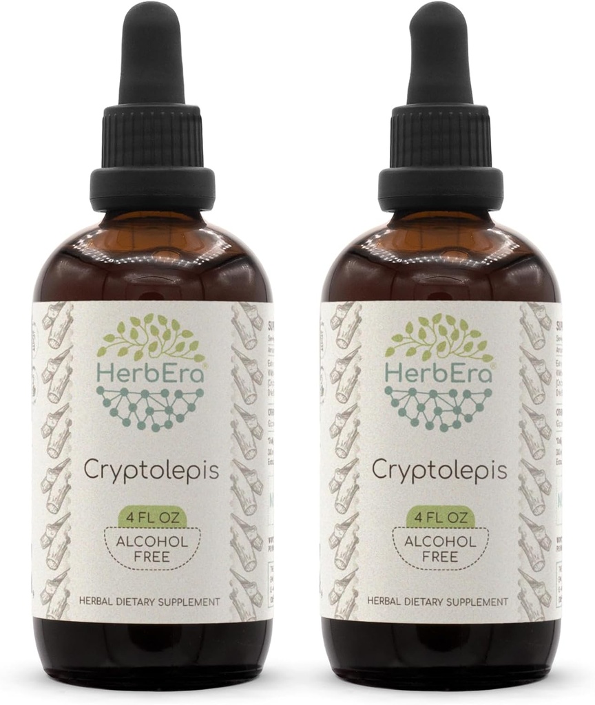 HerbEra Cryptolepis B120 (2pcs) Alkohol- Free Herbal Extract Tinktur, Super- Concentrated Wildcrafted Cryptolepis (Cryptolepis Sanguinolenta) Tørret rod (2x4 fl oz)