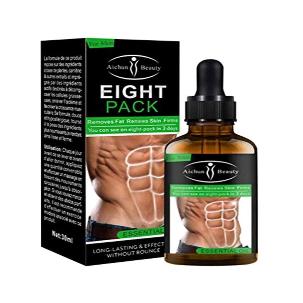 AICHUN BEAUTY Otte Pack Abdominal Essential Oil for mænd stærk waist Manly Torso glatte linjer Tryk Fitness Belly Burning Muscle Fat Fjern Renews Hudvægttab Slimning Cream 30ml
