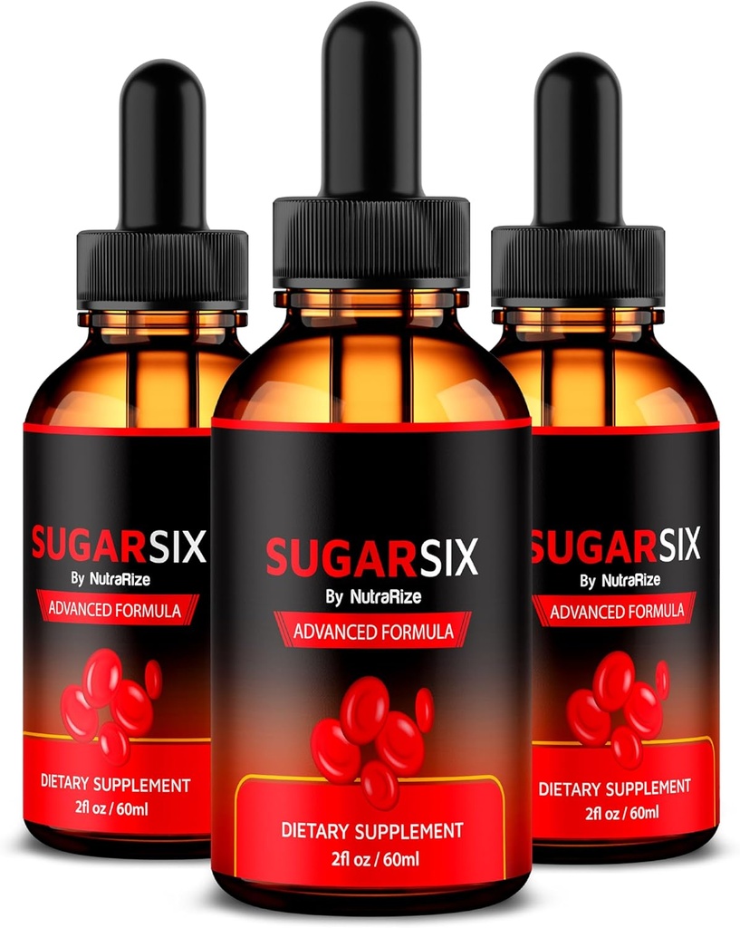 NutraRize (3 Pack) SugarSix Drops, Official Sugar Six Liquid Formel, Al naturlig støtte til stable og sunde niveauer, Premium Dropper til at opretholde god cirkulation, Sukker Six anmeldelse (90 Servere)