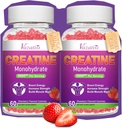 2 Pack Creatin Monohydrat Gummies for kvinder & mænd, Sukker Free Vegan Creatin Supplement for Build Muskler, Øge Energi & Styrke, Natural Strawberry Flavor, 120 Greve
