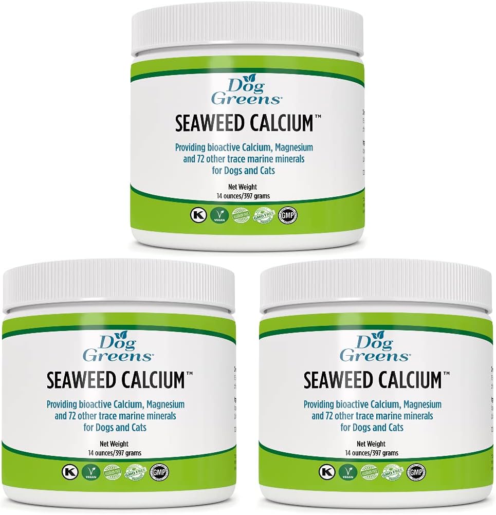 Seaweed Calcium til hunde og katte 14oz, Calcium supplement til Balance Hjemmelavet Mad, Testet for renhed, Mere Affordable end Konkurrence, Vet Anbefalet, Tidligere Nature bedste Seaweed Calcium (3 pakke)