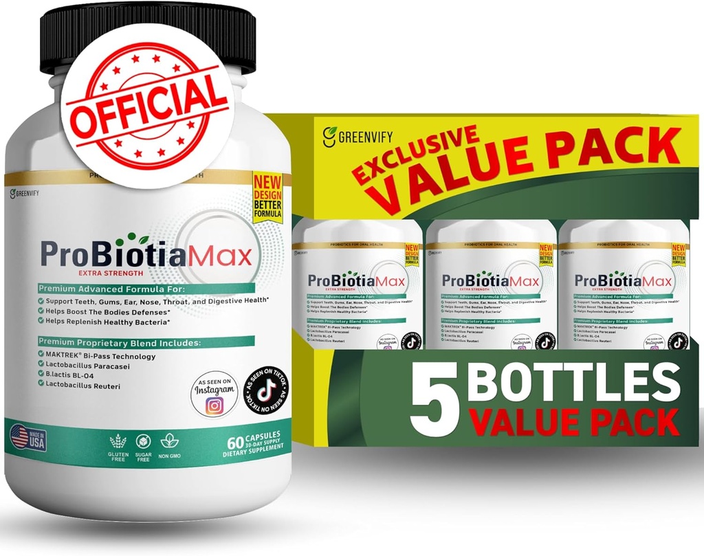 ProBiotia Max 40 milliarder CFU ekstra styrke Oral probiotisk supplement, 60 kapsler, understøtter tænder og gumme sundhed, Gluten Free (5)