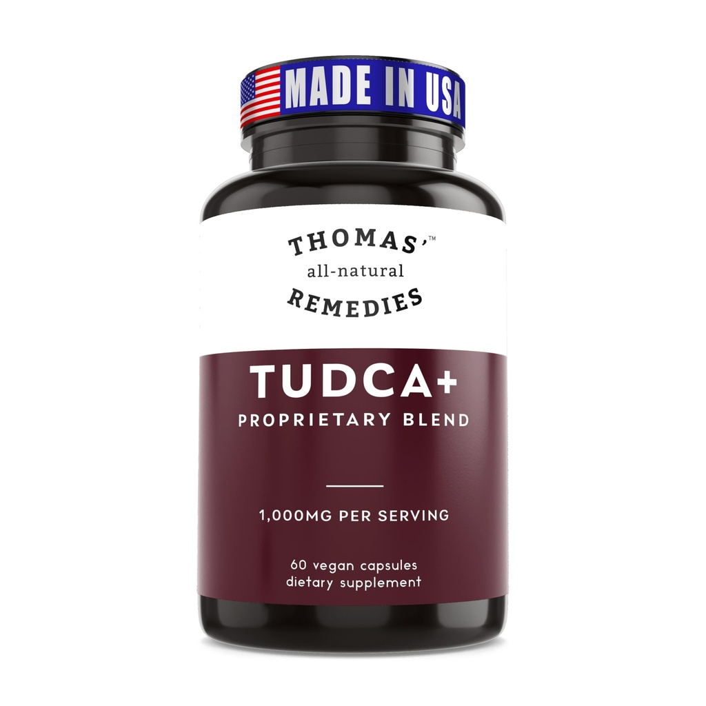 Thomas 'all- Natural Remedies Tudca 500mg (1000mg Per Serving), 60 Capsules - Tauroursodeoxycholsyre, Leverstøtte Supplement- Vegan, Non- GMO, Ingen Filler Kapsler