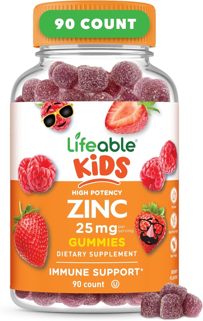 Levende zink til børn: 124; 25mg • 124; Great Tasting Natural Flavored Zink Gummier: 124; Gluten Free Vegetar Ikke GMO Zinktilskud: 124; Kids Zink til immunforsvar: 124; 90 Gummies