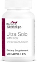 Bariatric Advantage Ultra Solo med jern - Once- Per- Day Daily Multivitamin - for Bariatric Patienter - med thiamin, vitamin A & mere - Gluten Free - 90 kapsler