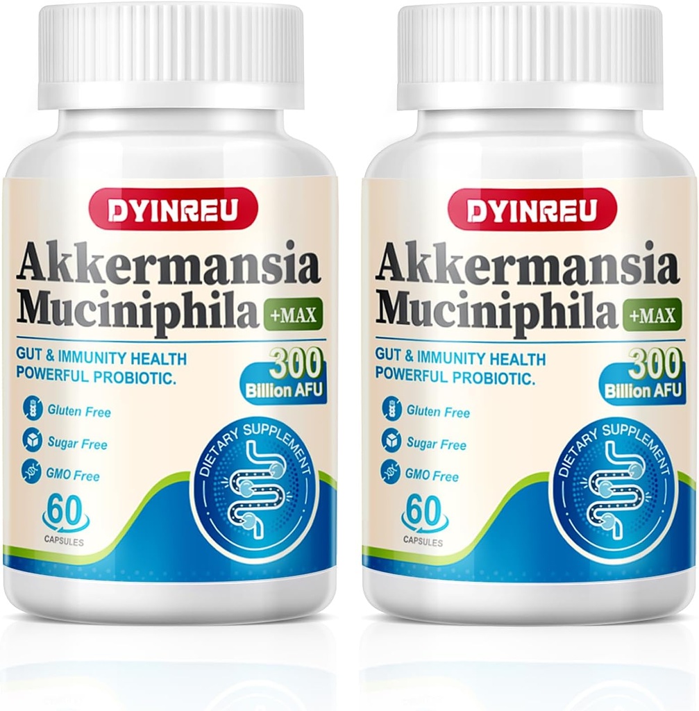 Akkermansia Muciniphila 300 Millioner AFU Meases GLP-1, Probiotika til fordøjelsesbesvær, Gut, immunforsvar & samlet sundhed, Forbedrer Gut fordøjelsesfunktion, En Live Probiotika for kvinder Mænd, 60 Kapsler