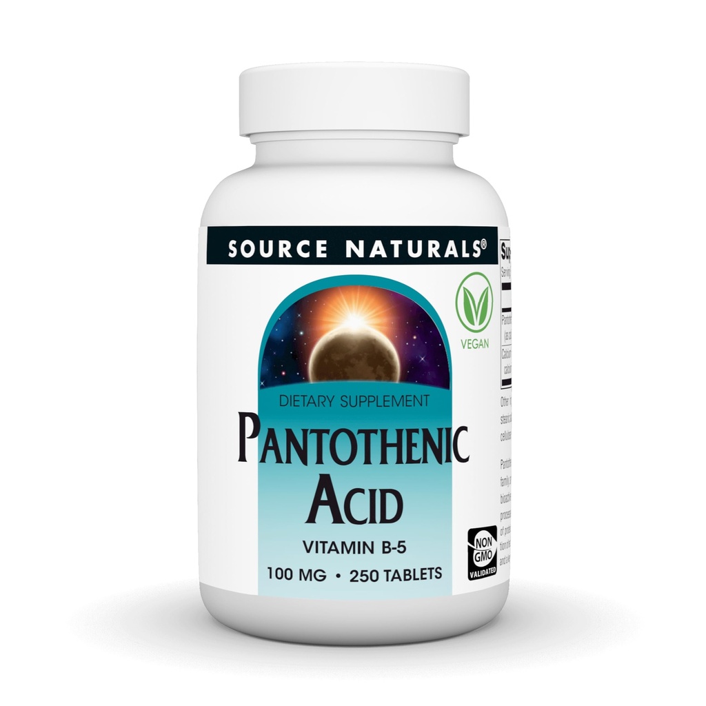 Source Naturals Pantothensyre 100 mg vitamin B- 5 Kosttilskud - 250 tabletter