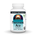 Source Naturals Pantothensyre 100 mg vitamin B- 5 Kosttilskud - 250 tabletter