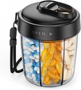 AUVON Stor Pil Dispenser til Store 7 Forskellige Kosttilskud, Travel Pill Organizer med Anti- Mix Design, Pil flaske med Wide Open & Slider Lid Let at bruge, Inkluderer 20 Blank Stickers, Sort