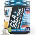BPI Sports CLA + Carnitin - CLA L Carnitin & Linolsyre - L Carnitin supplement til vægttab, Metabolisme & Lean Muscle - Koffein fri - Frugt Punch - 50 Servering - 12.34 oz
