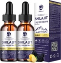 (2 Pack) Shilajit for mænd og kvinder, 16- in-1 Liquid Shilajit Drops, Trace Minerals, Ginseng, Turmerisk, Ashwagandha, immunforsvar, Energy Boost & Joint Health, 2 FL. Oz