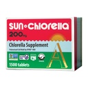 Sun Chlorella 200 mg Green Algae Superfood Supplement - Pulveriseret Cell Wall - Chlorophyll, CGF, Active B12, Iron, Protein - Non- GMO - 1500 Tabletter