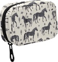 Fustylead Black Horse Silhouette og forskellige Decor Elements Pill Organizer til purse, Ugentlig Portable Pill Box med lynlås til opbevaring Vitamin Fish Olies Medicin Kosttilskud