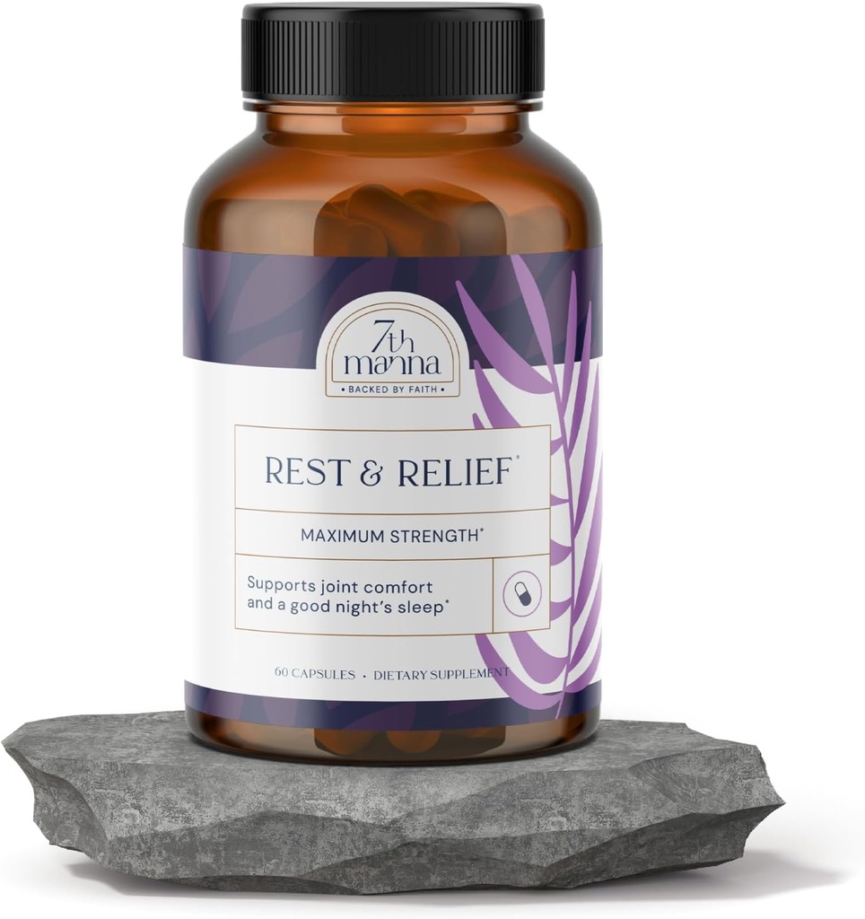 Rest & Relief søvn hjælpemidler til voksne - Fælles støtte supplement til kvinder og mænd med Melatonin, GABA, L-Theanine & Ashwagandha - Understøtter dyb søvn & fælles komfort - 60 kapsler