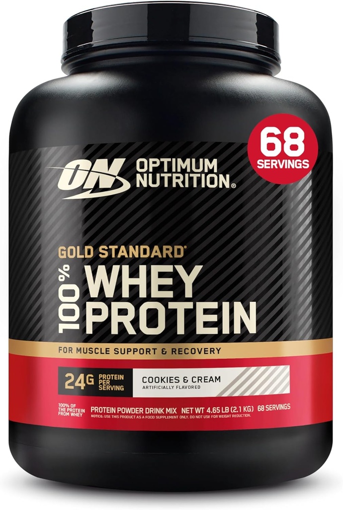 Optimum Nutrition Gold Standard 100% Whey Protein Powder, Cookies & Cream, 5 Pund (Packaging May Vary)
