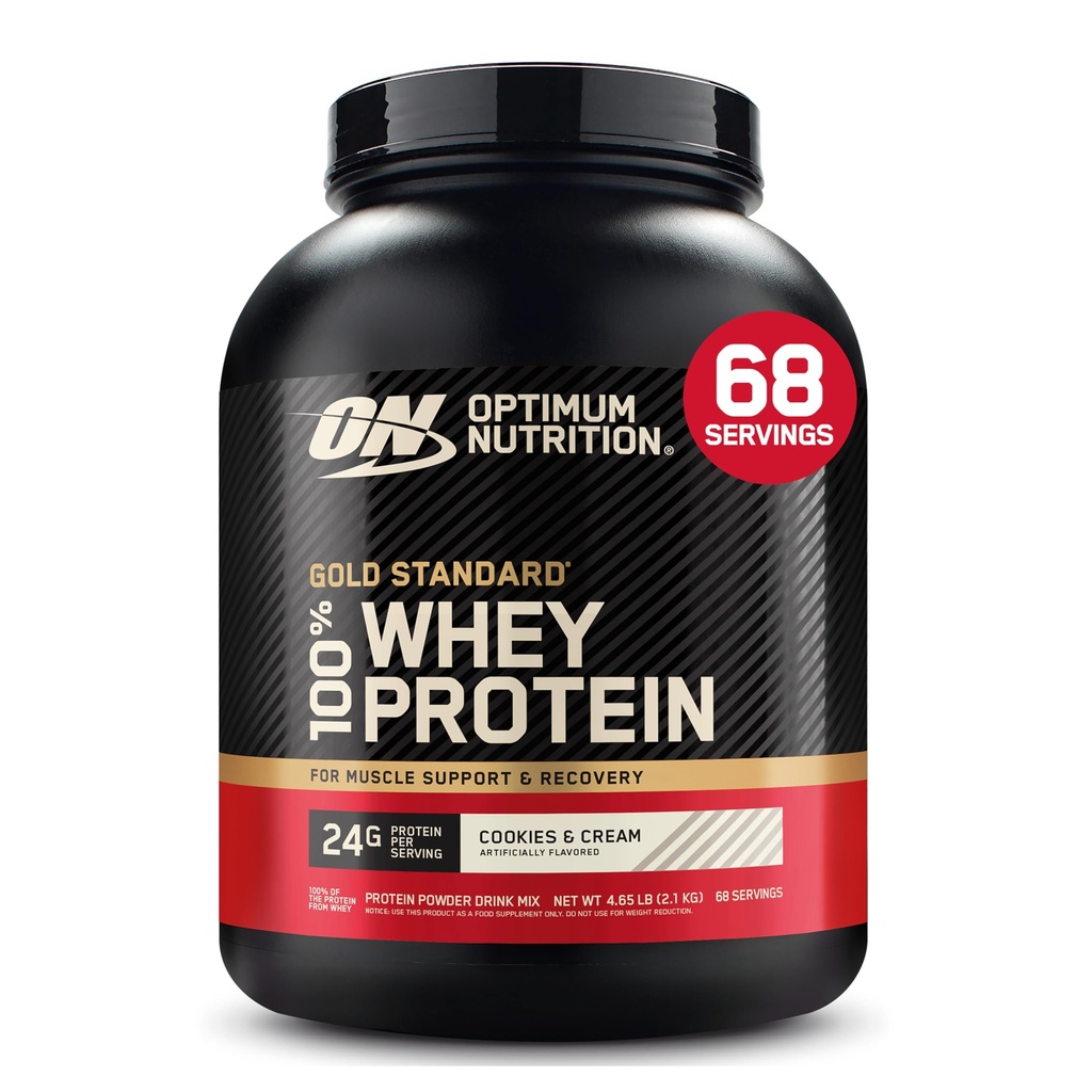 Optimum Nutrition Gold Standard 100% Whey Protein Powder, Cookies & Cream, 5 Pund (Packaging May Vary)