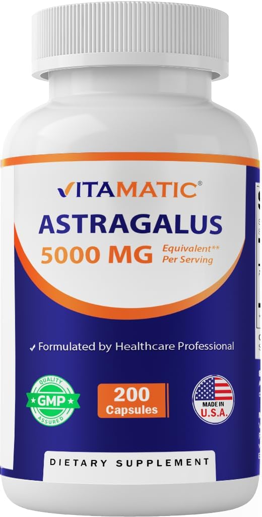 Vitamatisk Astragalus Kapsler 200 Veg Kapsler - 10: 1 Astragalus Extract 500mg - Non- GMO, Gluten- Free
