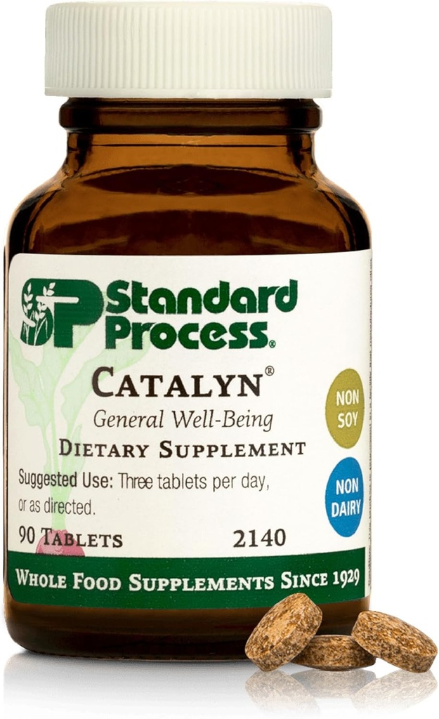 Standard Process Catalyn - General Well- Being Tablet to Aid Antioxidant Activity - Indeholder Vitamin A, B6 & D - Designet til Bridge Nutritional Gaps - Non- Dairy & Non- Soy - 90 tabletter (30 Servere)
