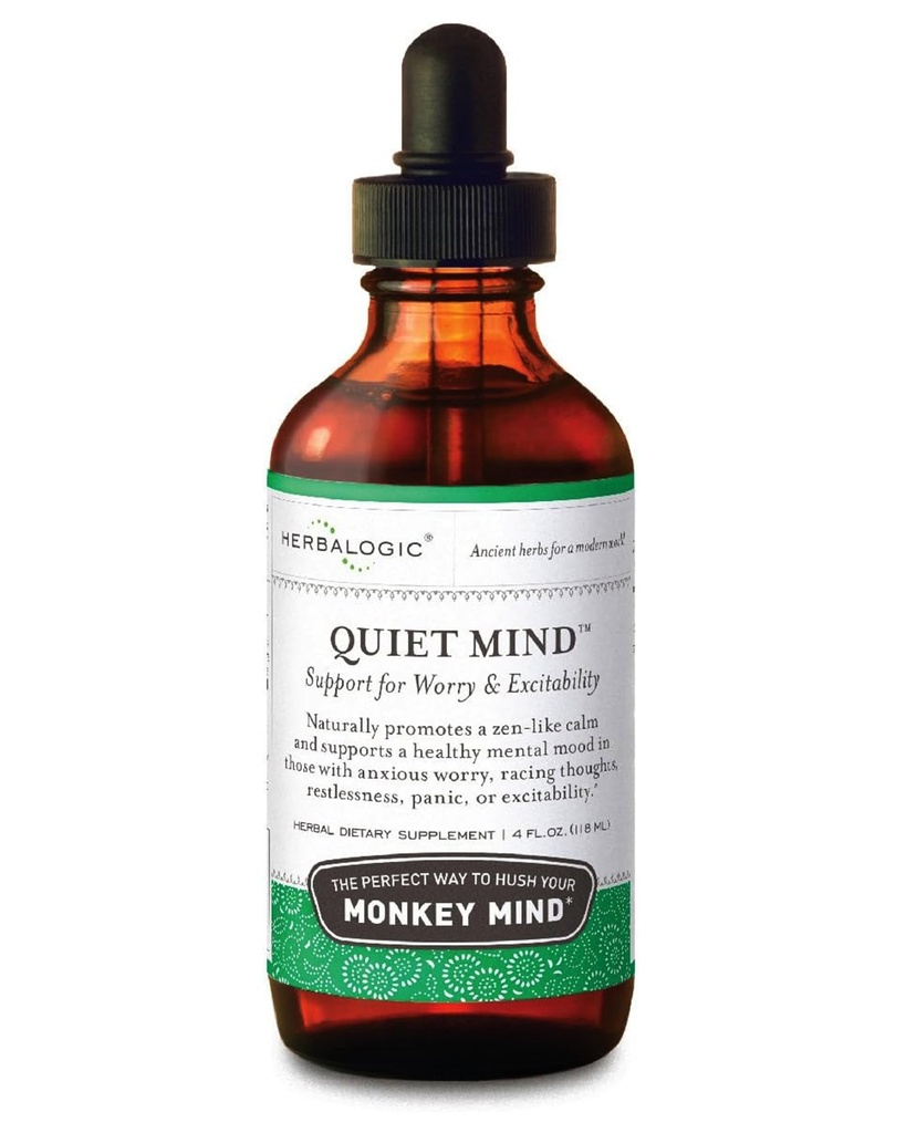 Herbalogic - stille sind flydende Herb Drops - Non- Sedating, fremmer en følelse af Zen- ligesom Calm - Eases Anxious Worry og Panicky Mood - Baseret på den traditionelle kinesiske Formel Gui Tang - 4 Fl. Oz.