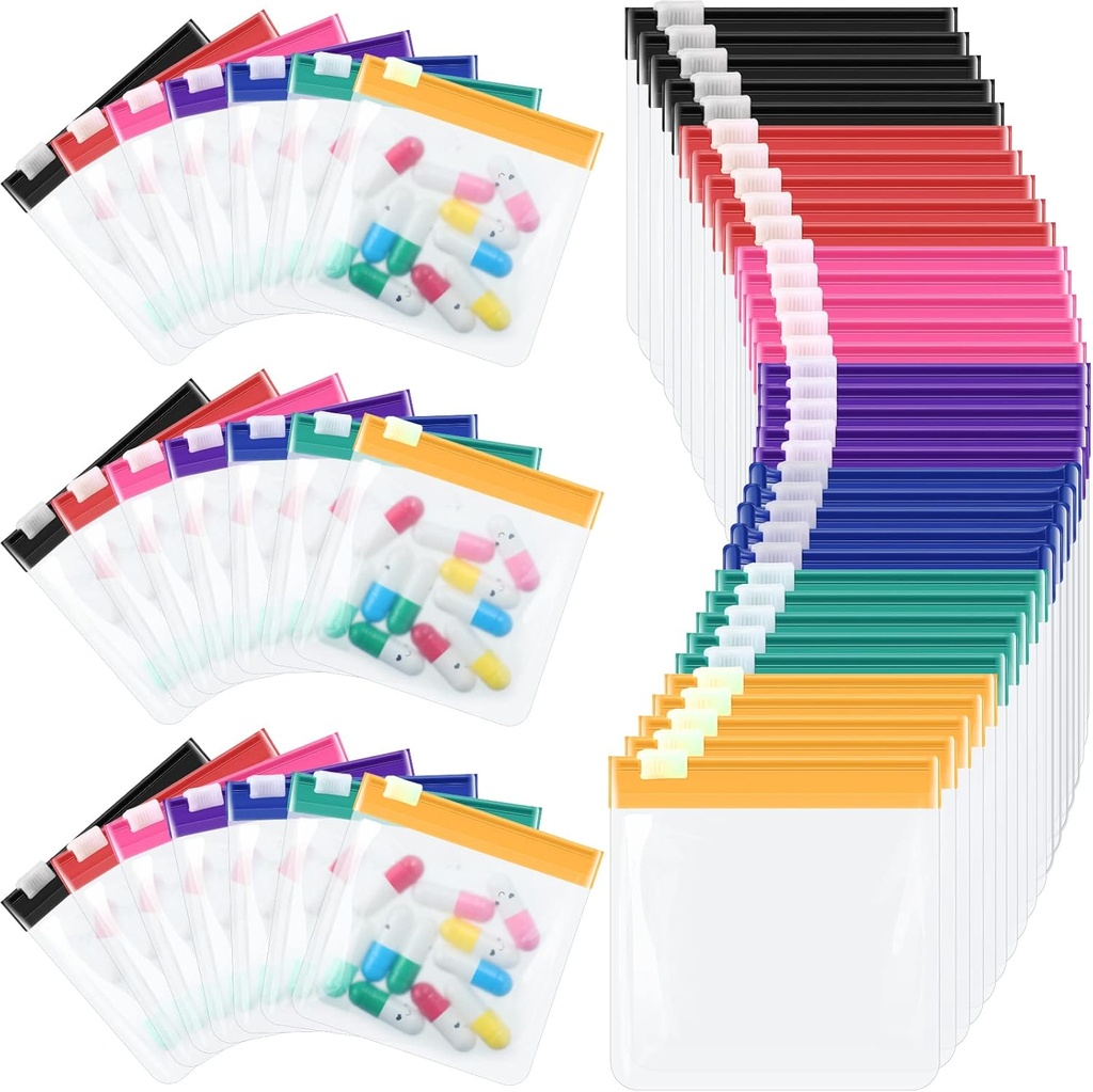 Sherr 35 Pcs Pill Pouch poser Zipered Pill Pouch sæt Genanvendelig gennemsigtig medicin Organizer Self Sealing Medicine Organizer Travel Plastic tasker med Slide Lock til opbevaring (Classic, Classic Farver)
