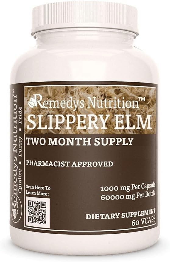 Remedy 's nutrition Slippery Elm Bark Name 124; 1.000 mg, 60 Vegan Kapsler Herbal Kosttilskud