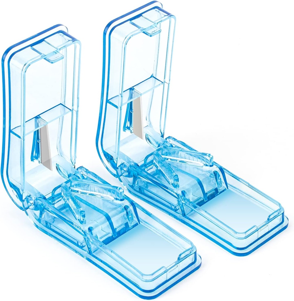 2PCS Pill Cutter, Professional Pill Splitter til skæring små piller eller store piller i halve (blå)