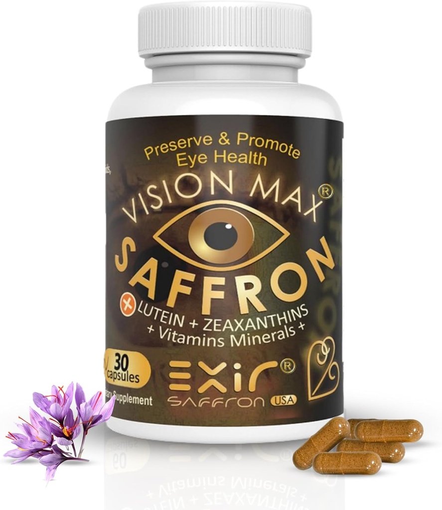 Vision Max Eye Vitamin Kosttilskud - Understøtter Vision, Okulær & Macular, Hjælper Øjne Filter Blå lys, 30 kapsler