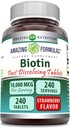 Amazing Formulas Biotin 10.000 Mcg MSD 124; Fast Dissoll Tabletter MSD 124; Non- GMO MSD 124; Gluten Free Supplement MSD 124; Lavet i USA (Jordbær MSD 124; 240 Tæl)