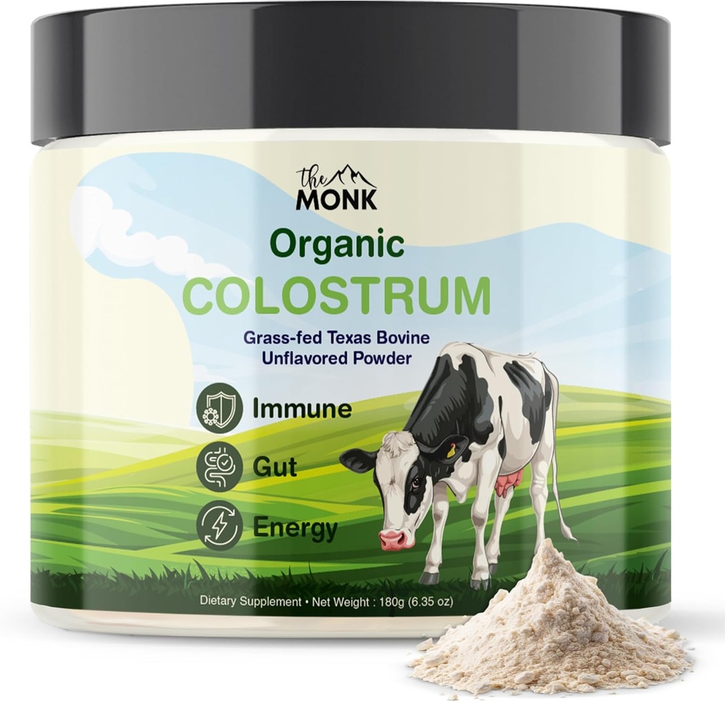 Colostrum Supplement - Græs Fed Texas Bovine Whole Colostrum Powder for immun, Gut & Wellness - Ultimate Ig Superfood - Unflavored - 100% Pure - 6.35 Oz - 90 Servere (bedste værdi) - Made in USA