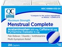 Kvalitetsvalg Menstruel Komplet Max Strength Periode Smerte Relief, 500 mg Acetaminophen, 60mg Koffein, 15mg Pyrilamin Maleat, kramper, Bloating, Hovedpine. 24 Tæl.