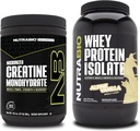 Nutrabio Creatin monohydrat, Unflavored, 300g og Whey Protein Isolate, Alpine Vanilla, Supplement Bundle - Muskelenergi, Lean muskelvækst, Inddrivelse, og styrke