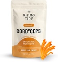 Rising Tide Organic Cordyceps Mushroom Powder - Højt koncentreret Cordyceps Extract Powder to Boost Energy, Stamina, og atletisk ydeevne - 4 OZ Vegan, ikke-GMO