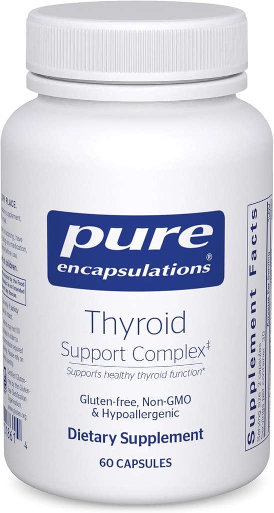 Pure indkapsling Thyreoidea Support Complex - Understøtter Thyreoidea sundhed * - Antioxidant Infusion - med Ashwagandha & jod - Non- GMO & Vegetar - 60 kapsler