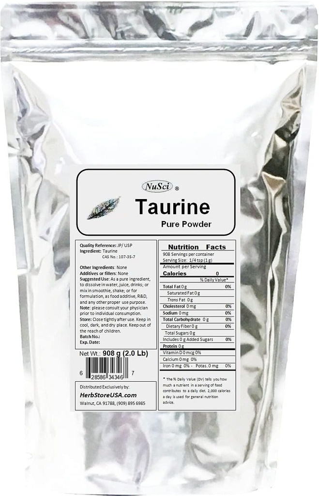 Taurine Bulk Pure Powder 2.0 lb JP kvalitetsstandard