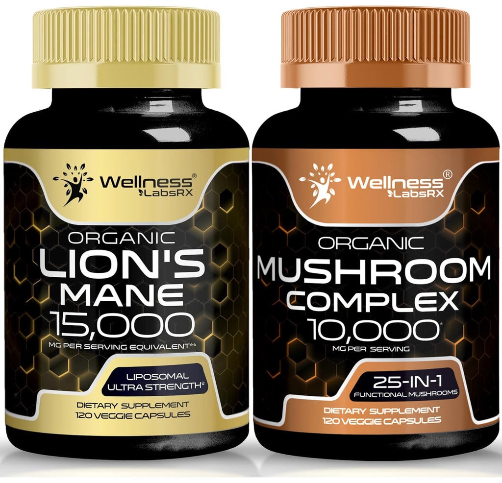 WELLENess LASSRX Lions Mane Supplement kapsler og champignon kapsler