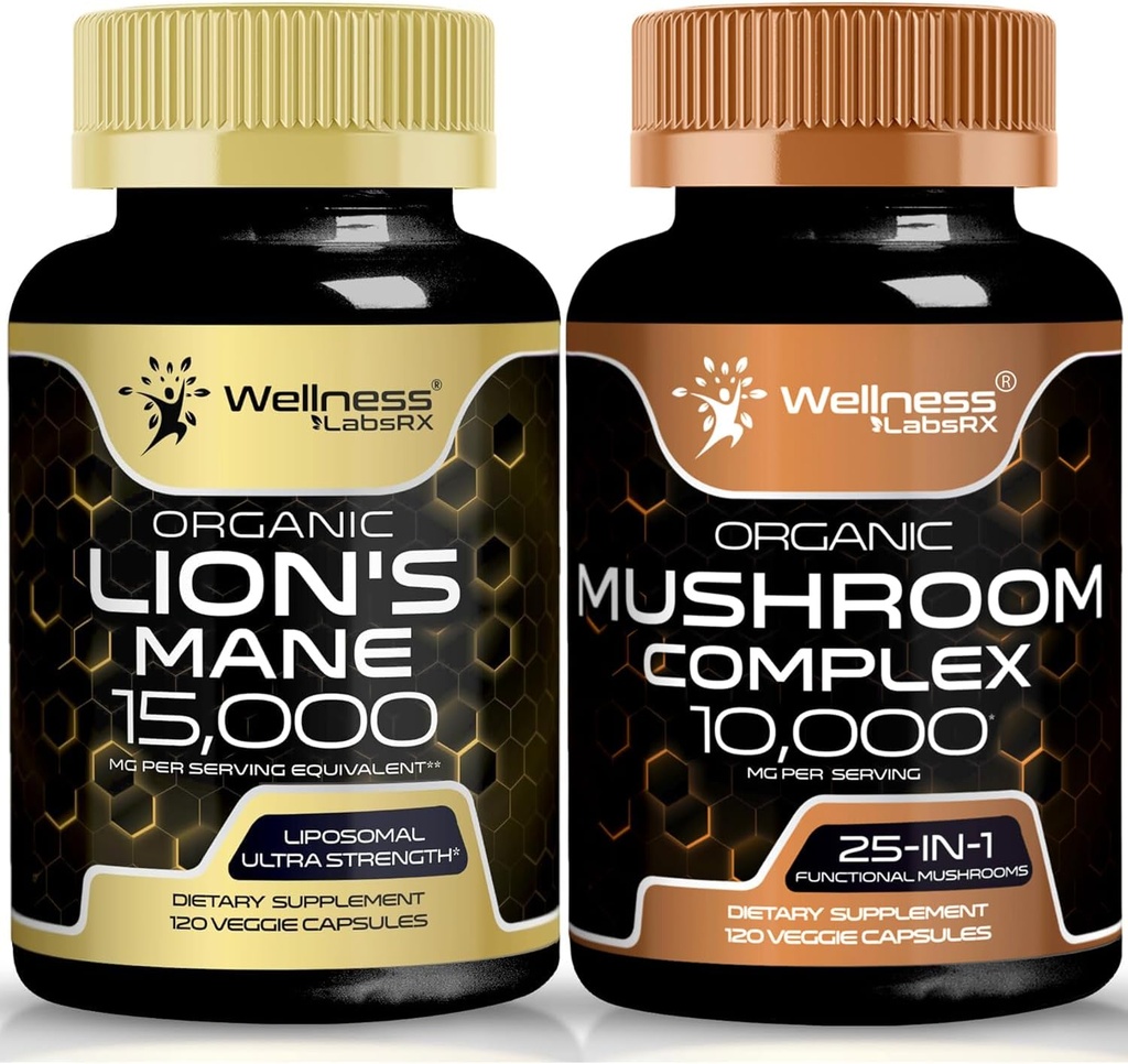 WELLENess LASSRX Lions Mane Supplement kapsler og champignon kapsler
