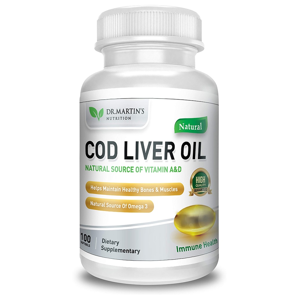 Burpless COD Lever Oil ttesmå 124; 100 Softgels MSD 124; Natural Source of Omega 3 Fedtsyrer EPA & DHA MSD 124; vitamin A & D MSD 124; Support Brain, Heart, Eye & immun Health For Joints, Bones & Muscles Supplement No AfterTaste