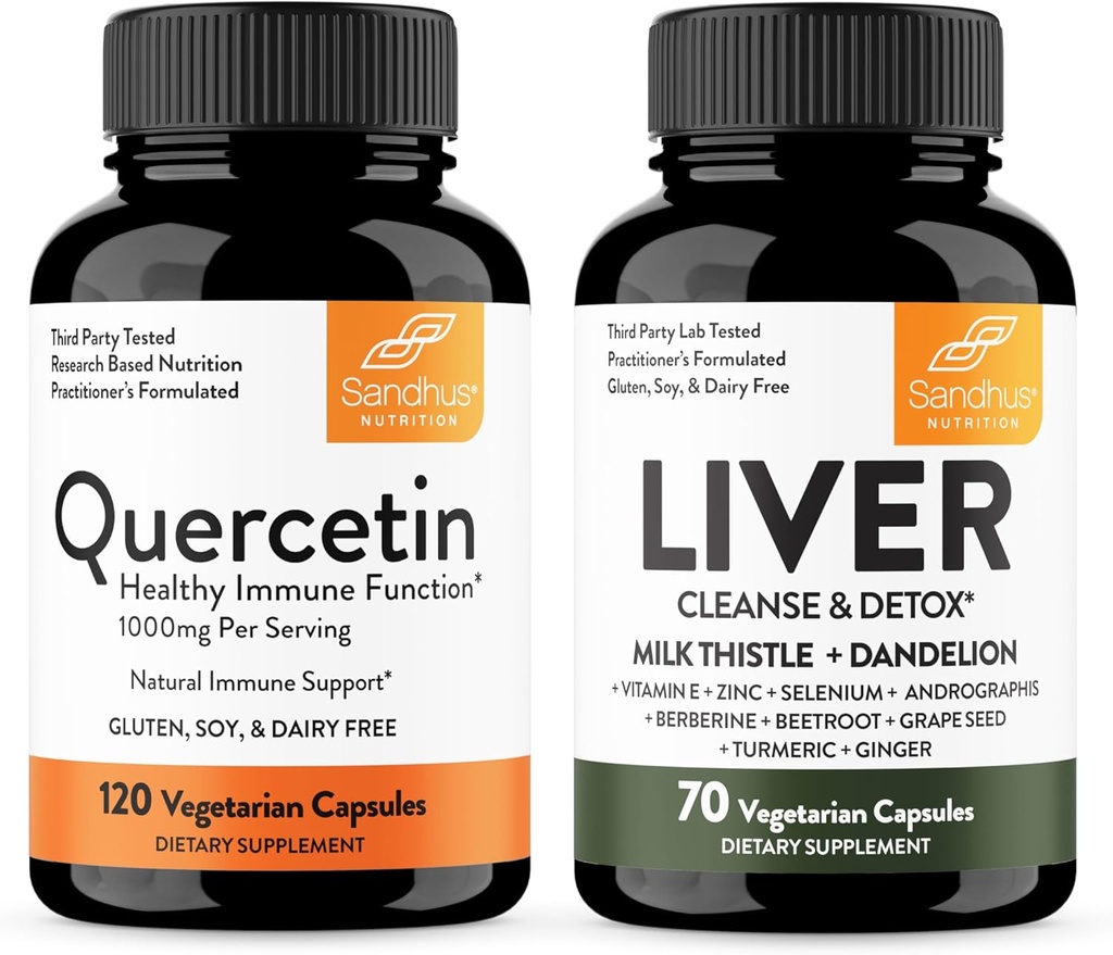 Sandhu 's Quercetin 1000mg & Lever Cleanse & Detox Kapsler Note 124; Immun, lever sundhed Support og afgiftning